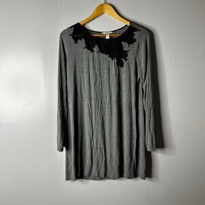 Soma Cool Nights Pajama Nightgown Set Medium Lace Sleepwear Lightweight Gray